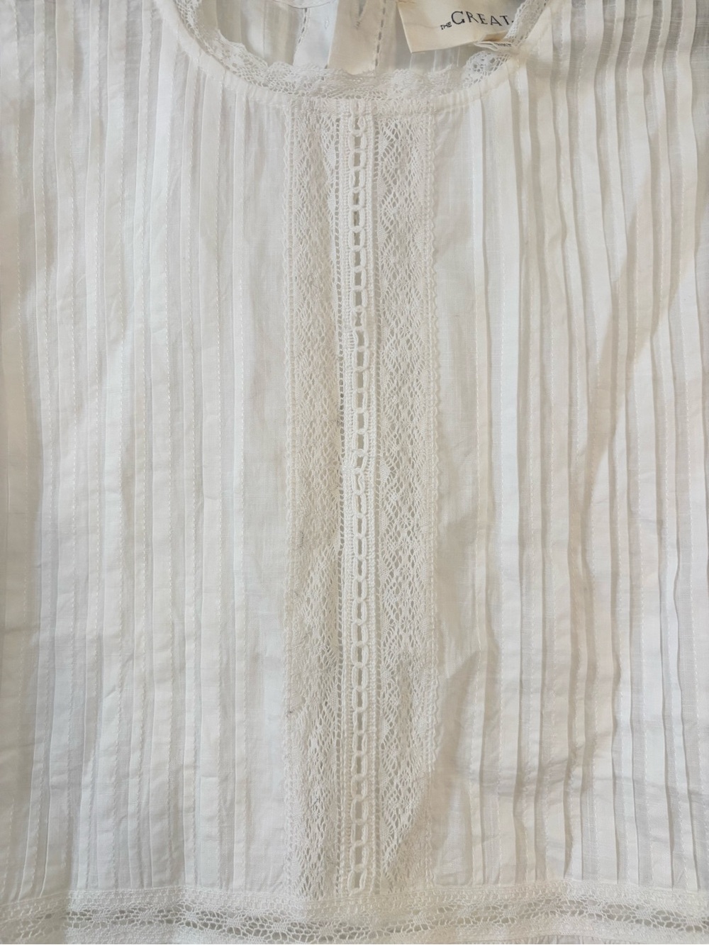 new The Great Sonnet lace inset cotton voile sleeveless blouse in true white - Picture 7 of 9